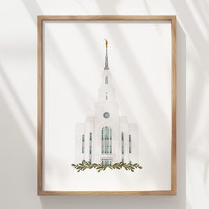 Layton Utah, Latter Day Saint temple, Watercolor, instant download, wedding gift, home decor