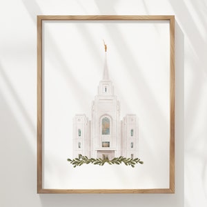 Brigham City, Utah, LDS temple, watercolor, instant download, wedding gift, home decor