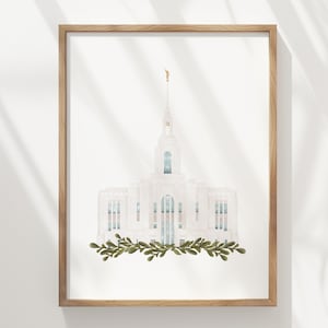 Red Cliffs, Utah LDS temple, watercolor, instant download, wedding gift, home decor