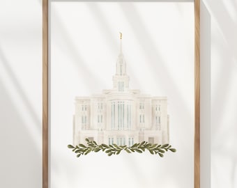 Payson Utah, LDS temple, watercolor, instant download, wedding gift, home decor