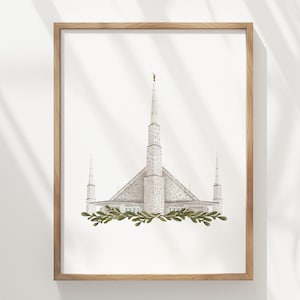 Dallas, Texas, LDS temple, watercolor, instant download, wedding gift, home decor
