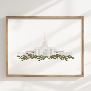 Idaho Falls, Idaho, LDS temple, watercolor, instant download, wedding gift, home decor