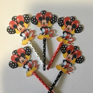 Mickey Mouse Cupcake Toppers: Customized Birthday Party Decor - Set of 12