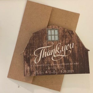 Tarjetas de agradecimiento para bodas en graneros, tarjetas de agradecimiento para bodas rústicas, tarjetas de agradecimiento para bodas