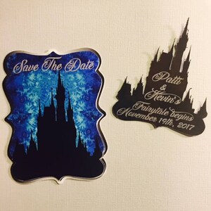 Fairytale Castle Save the Date Magnet: Blue Wedding Invitation image 2