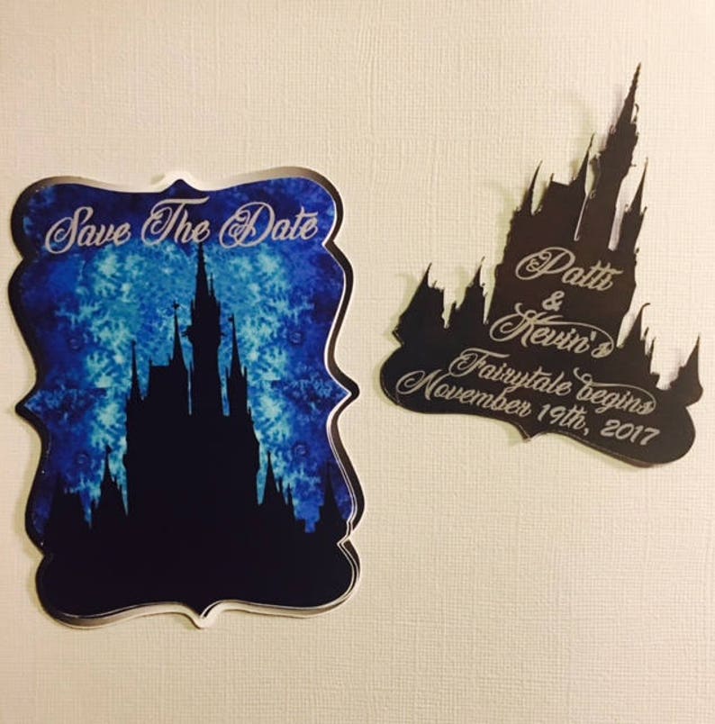 Fairytale Castle Save the Date Magnet: Blue Wedding Invitation image 2