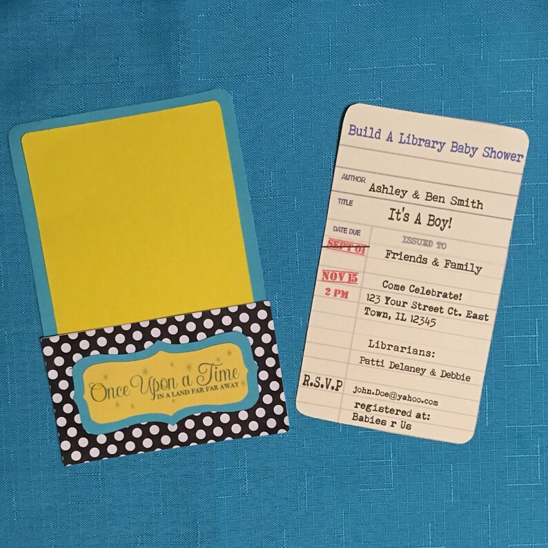 Library Card Baby Shower Invitation Set of 12 Invites With Etsy