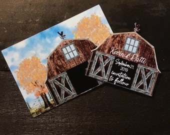 Rustic Barn Save the Date Magnet: Farm Wedding Invitation
