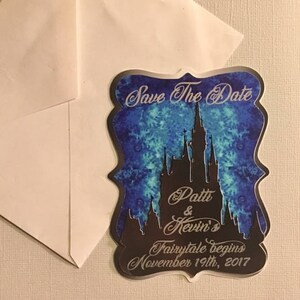 Fairytale Castle Save the Date Magnet: Blue Wedding Invitation image 9
