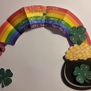 St. Patrick's Day Birthday Invitation: Rainbow Pot of Gold, Pull Me (12 Invites)