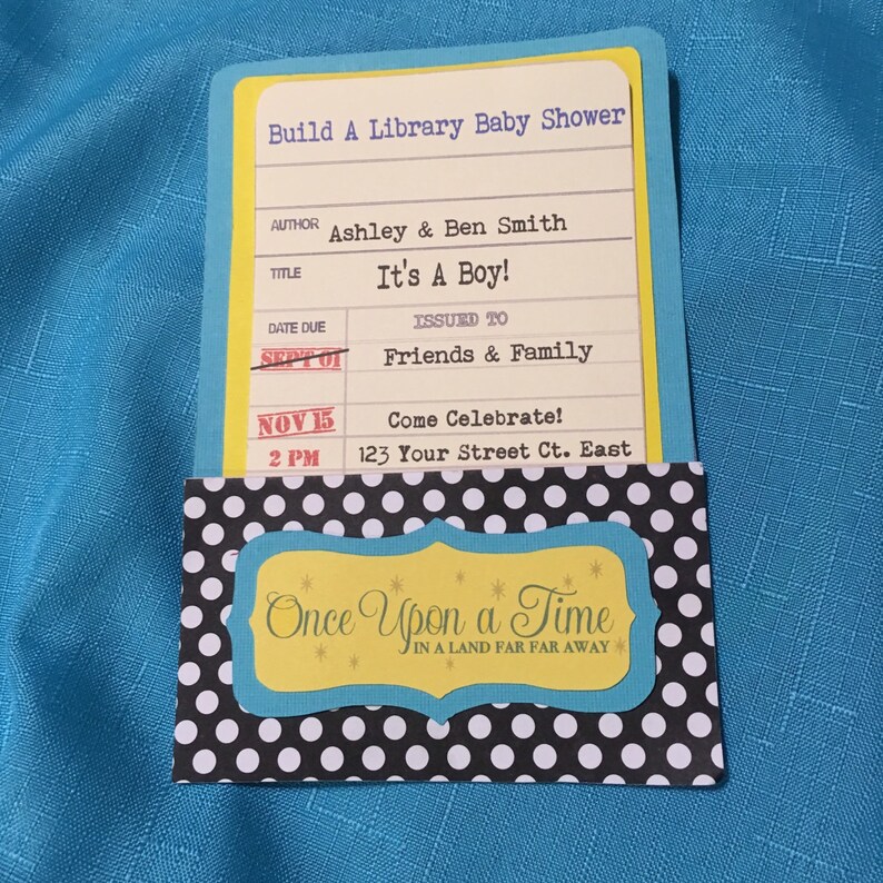 Library Card Baby Shower Invitation Set of 12 Invites With Etsy
