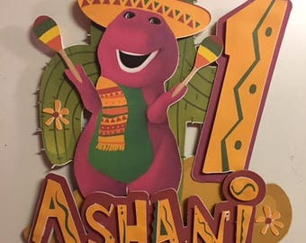 Barney Fiesta Cake Topper: Personalized Birthday Party Decor