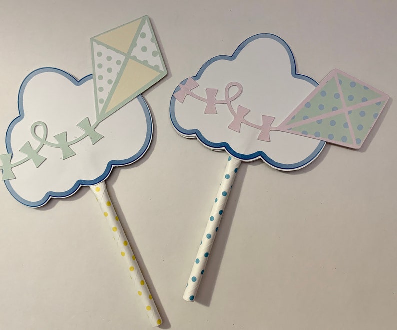 Kite Cupcake Toppers/12 Cupcake Toppers With Kite and Etsy