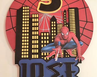 Adorno para tarta de Spider-Man personalizado: decoración para fiesta de cumpleaños de superhéroe