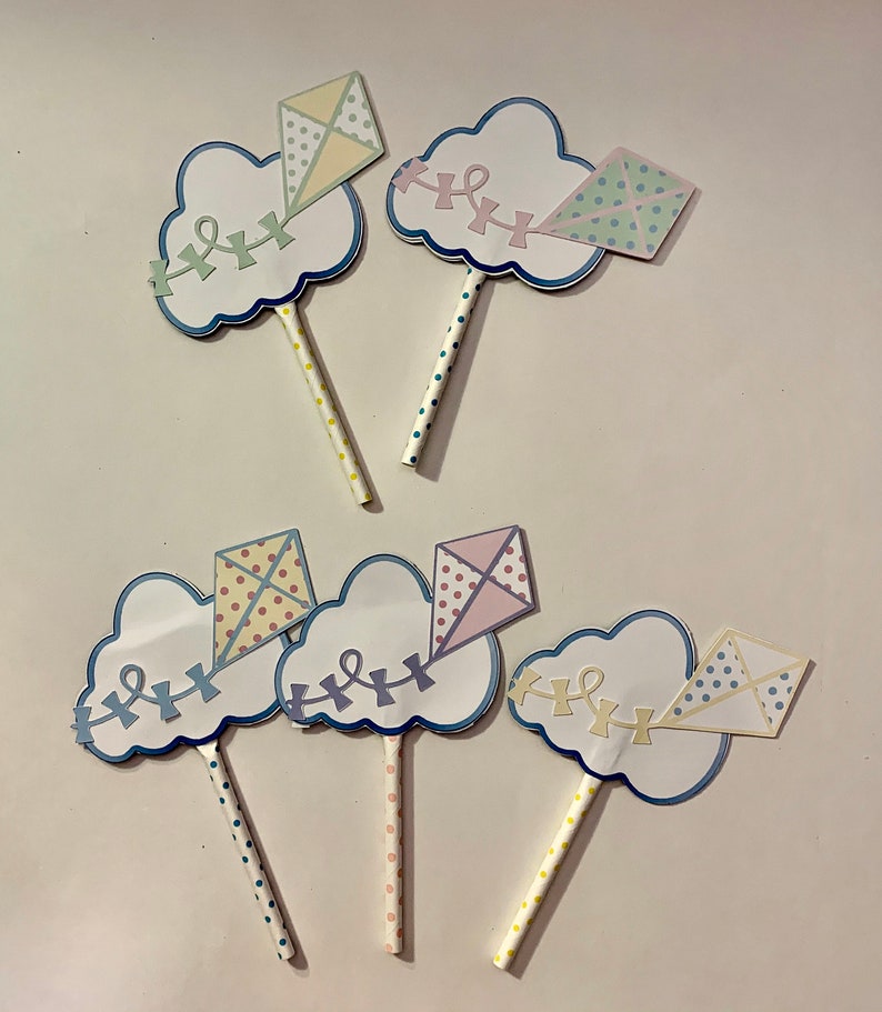 Kite Cupcake Toppers/12 Cupcake Toppers With Kite and Etsy