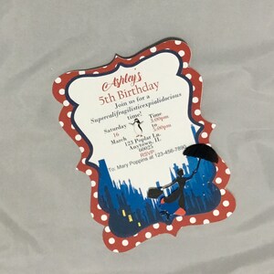 Mary Poppins Birthday Invitations: 3D Umbrella, Polka Dot Design (12 count)