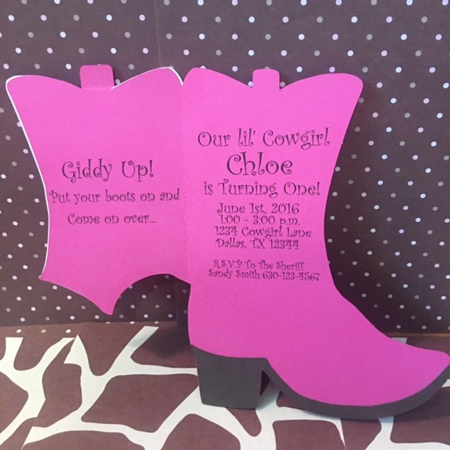 Cowgirl Invitations/cowgirl Boot Invitation / Cowboy Boot Etsy
