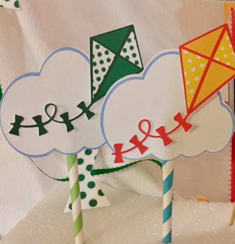 Kite cupcake toppers set of 12 /cupcake topper kite/colorful Etsy