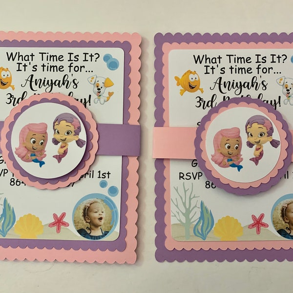 Bubble Guppies Invitation/girls/set of 10