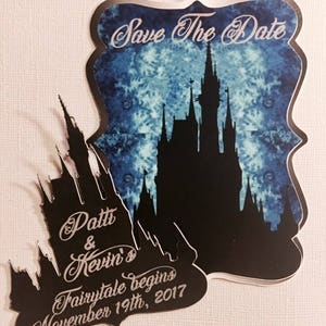 Fairytale Castle Save the Date Magnet: Blue Wedding Invitation image 3