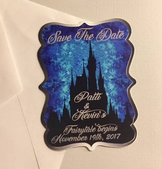 Fairytale Castle Save the Date Magnet: Blue Wedding Invitation