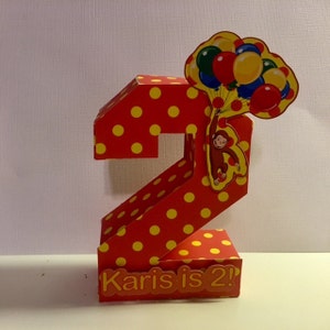 Curious George Inspired Number/ tabletop number decor/ number prop