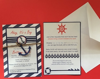 Maritime Baby Shower Einladung/ Set wenn 12 Einladungen mit Umschlägen