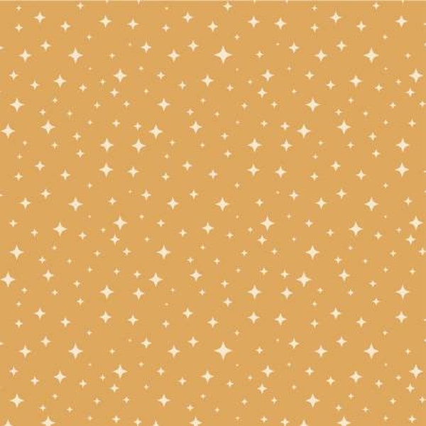 Poppie Cotton Moonbeam Dreams Star Bright Yellow Fabric by Amanda Grace Designs