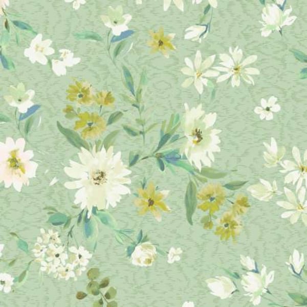 Marcus Fabrics Fresh Cut by Laura Berringer Green Blooms