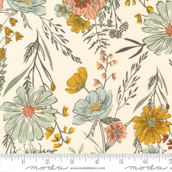 Moda Woodland Wildflowers Cream Floral Fabric by Fancy That Design House