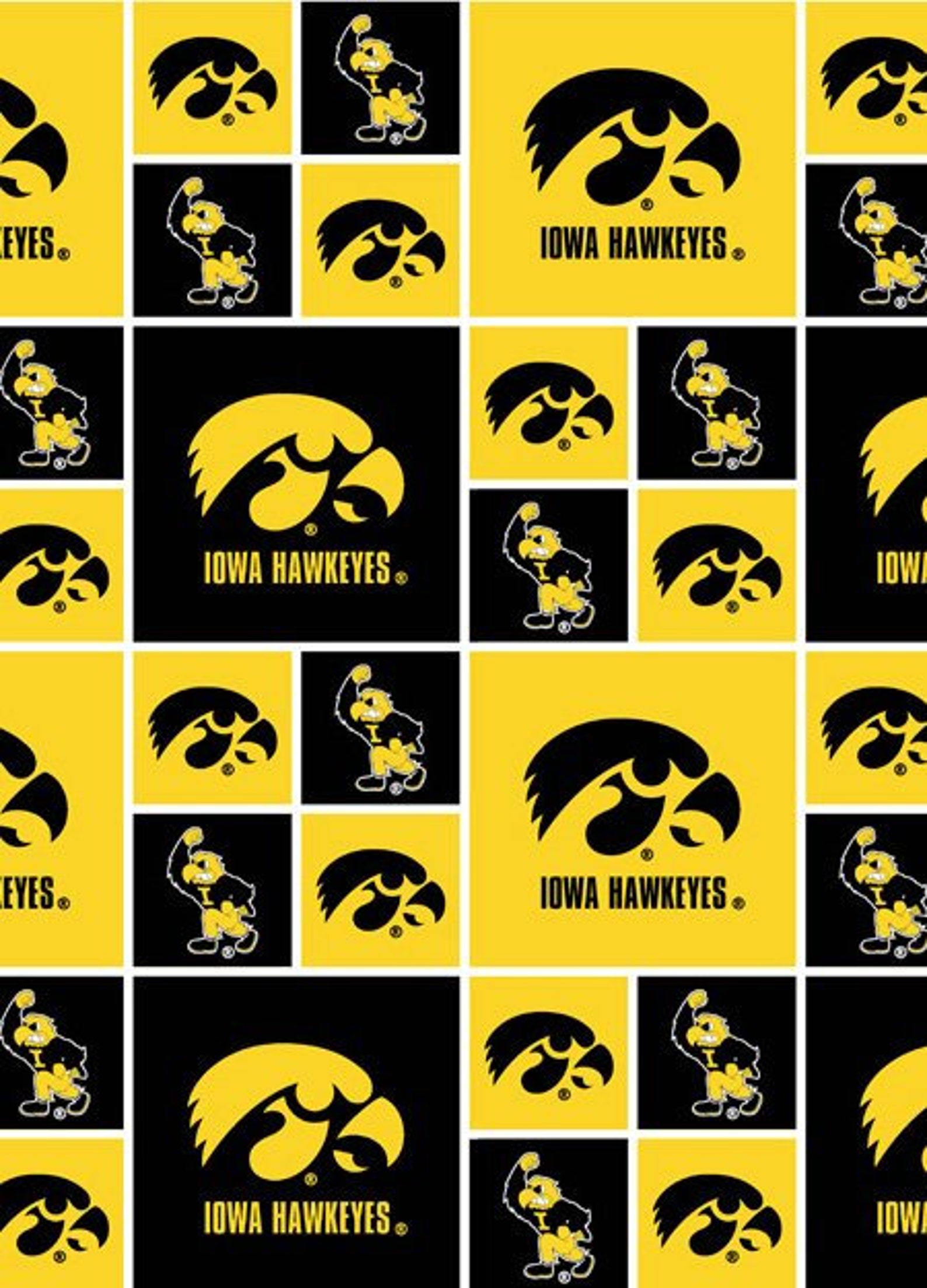 University of Iowa Hawkeyes Tile Pattern Quilt Cotton NCAA | Etsy