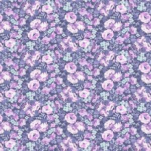 Clothworks Louisa Purple & Pink Allover Floral Fabric