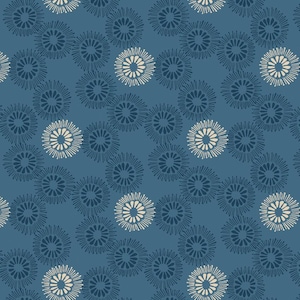 Lewis and Irene Hajime Blue Flower Burst Fabric by Stuart Hillard