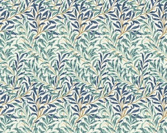 William Morris Buttermere Willow Boughs Mint Green & Blue FreeSpirit Cotton Floral Fabric