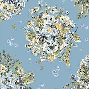 Potager Spring Bounty Fresh Blue Floral by Sharon Holland for Art Gallery Fabrics