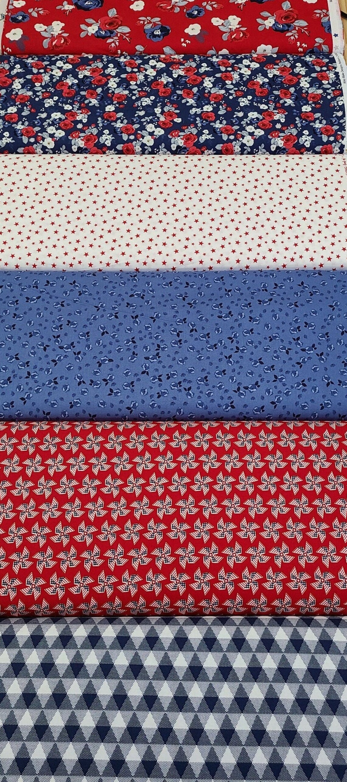 Riley Blake Land of Liberty My Mind's Eye Blue Floral Etsy