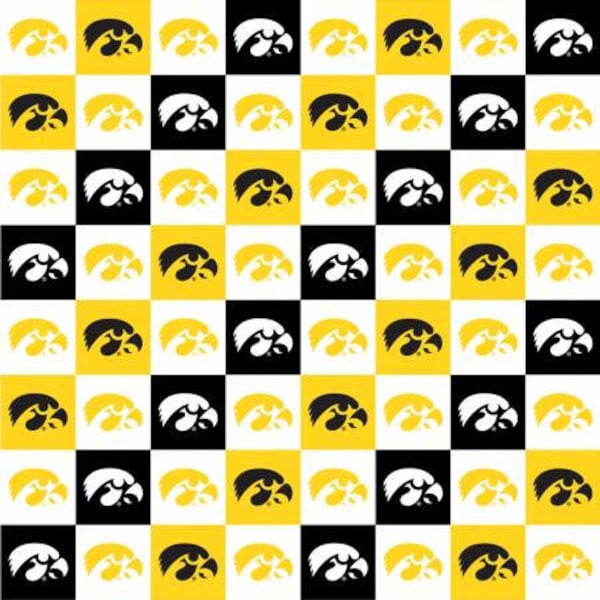 University of Iowa Hawkeyes NCAA Collegiate Check Design Checkerboard Squares Quilt Cotton Checker Fabric By the Yard Half Yard Fat Quarter