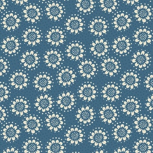 Lewis and Irene Hajime Cream Flower on Blue Fabric by Stuart Hillard
