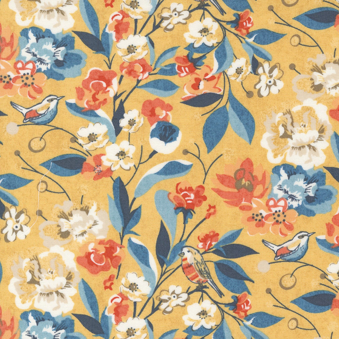 Nutmeg Custard Large Floral Cotton Fabric by Basicgrey for Moda Etsy