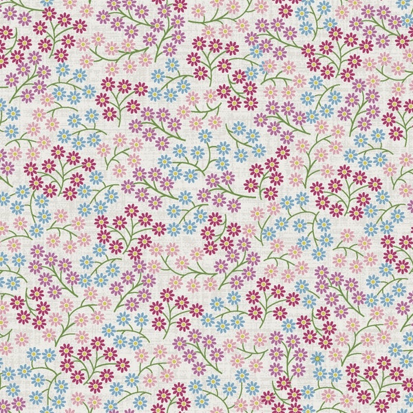 Monique Jacobs Maywood Studio Cream Scattered Flower Collection Flower and Vine Fabric