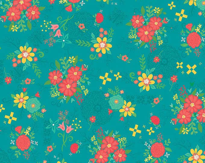 Riley Blake Fabric Wildflower Boutique by Heather Peterson Main Teal
