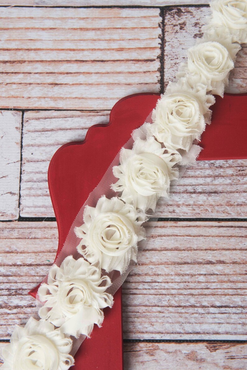 Ivory Shabby Flower Trim by the Yard White Shabby Rose Trim Etsy