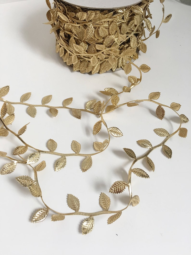 Gold metallic leaf trim gold leaf garland gold vine trim by Etsy