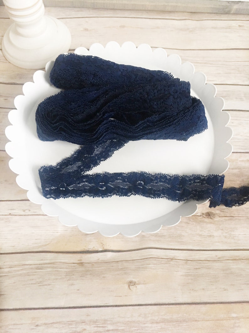wholesale elastic navy stretch lace trim lace fabric elastic hair ties elastic by the yard stretch elastic headband navy Elastic lace