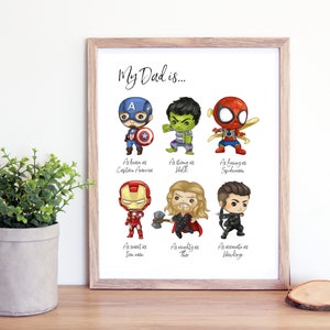 SuperHeld Karte - SuperHeld 8x10 Print - Vatertagsgeschenk - Vatertagskarte - Superheld Vatertag - Marvel Dad - SuperHeld Dad - Marvel