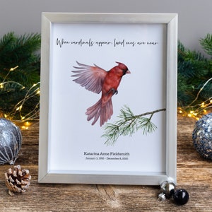 Cardinal Memorial Digital Print, Cardinal Memorial, Memorial Gift, en mémoire aimante, oiseau Cardinal, ornement commémoratif Cardinal, sympathie