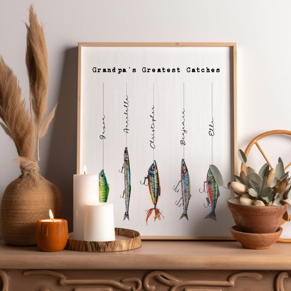Custom Digital Fishing Lure Family Print, Fishing Gift, Gift for