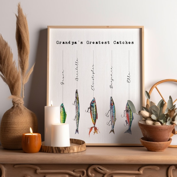 Custom Digital Fishing Lure Family Print, Fishing Gift, Gift for Fisherman, Gift for Fishermen, Fishing Father's Day, Dad Fishing, Lures