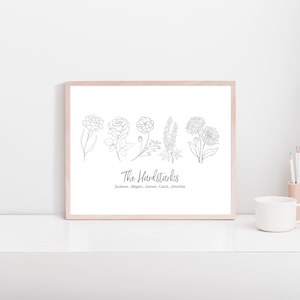 Custom Birth Flower Digital Print - Birth Month Flowers - Family Birth Flowers