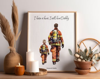 Personalized Firefighter Dad Digital Print - Father's Day Gift - Gift for Dad - Gift for Fire Fighter - Firefighter - Firefighter Dad